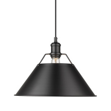 Golden 3306-L BLK-BLK - Yep by Golden Lighting Orwell 1-light 14in Pendant in Matte Black